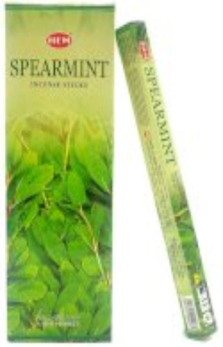 Incense sticks in spearmint flavor, promoting emotional balance and decision-making, presented in a green box.