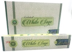 Goloka White Sage incense packaging, 15g, traditionally used to ward off negative energies and spirits.