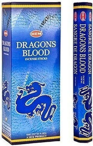 HEM Dragons Blood incense sticks packaging, promoting relaxation, calmness, and enhanced meditation.